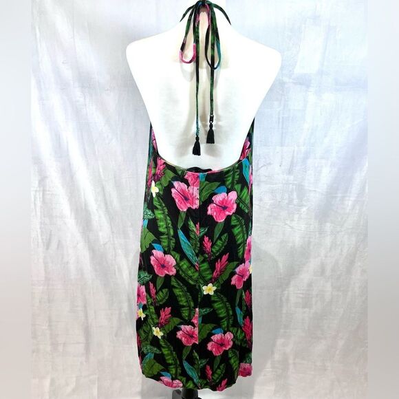 Colleen Lopez tropical print halter midi dress size large - Picture 3 of 6
